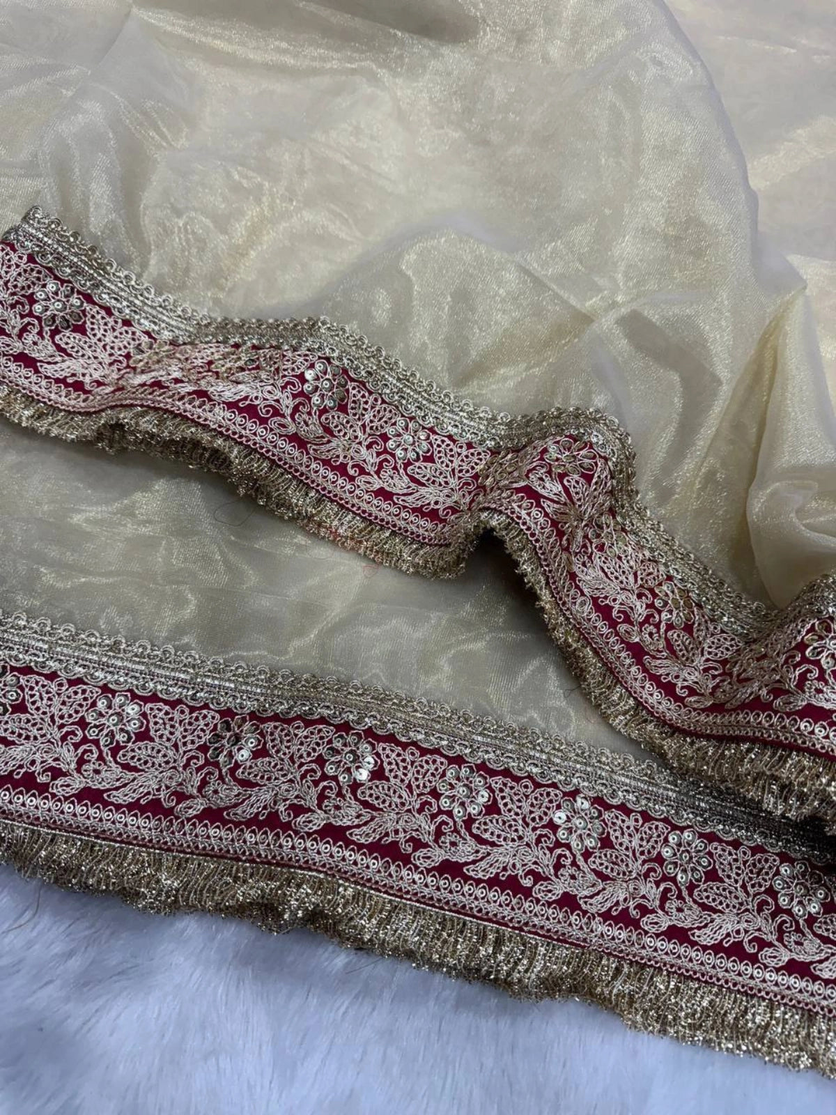 Kajol Inspired Maroon and Golden Designer Festive Saree-67380913471569
