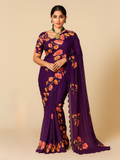 Lightweight Cotton Saree with Gold Embroidered Florals | Perfect for Festive Looks in White-4  Celebrity Drapes