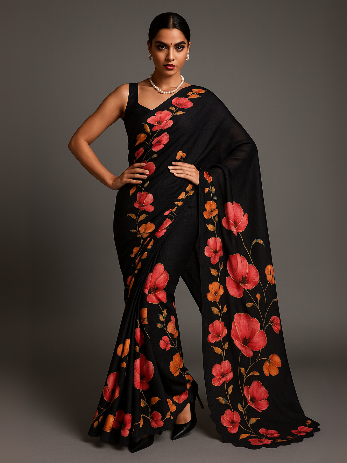 Lightweight Cotton Saree with Gold Embroidered Florals | Perfect for Festive Looks in White-3  Celebrity Drapes