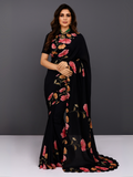 Lightweight Cotton Saree with Gold Embroidered Florals | Perfect for Festive Looks in White-1  Celebrity Drapes