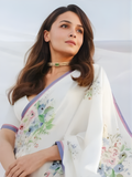 Alia Inspired White Georgette Saree with Floral Digital Print