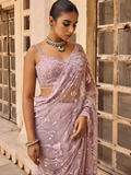 Bollywood Inspired Sequins Designer Pink Net Saree