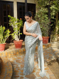 Bollywood Inspired Metallic Grey Georgette Saree with Sequins