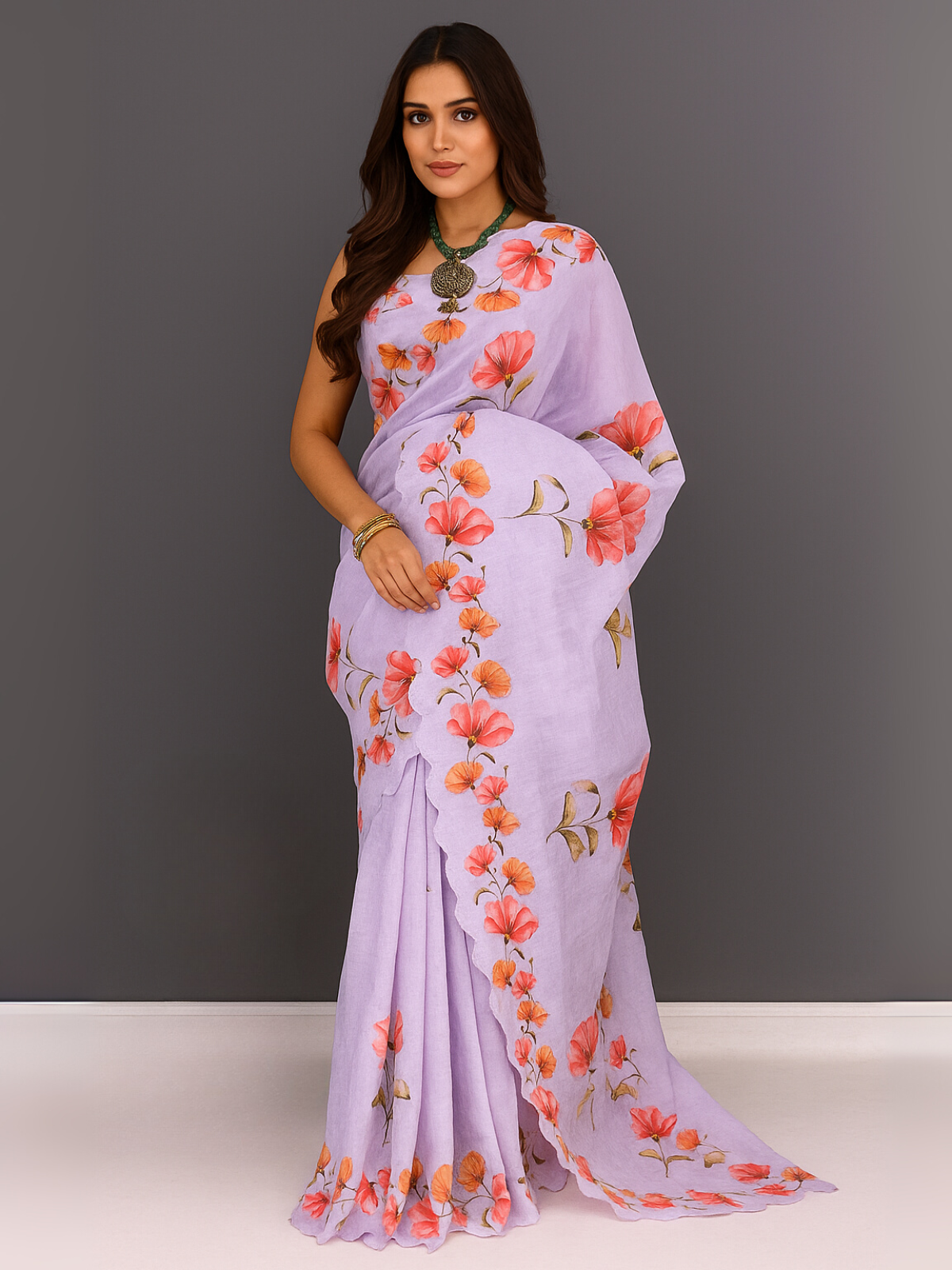 Lightweight Cotton Saree with Gold Embroidered Florals | Perfect for Festive Looks in White-6  Celebrity Drapes