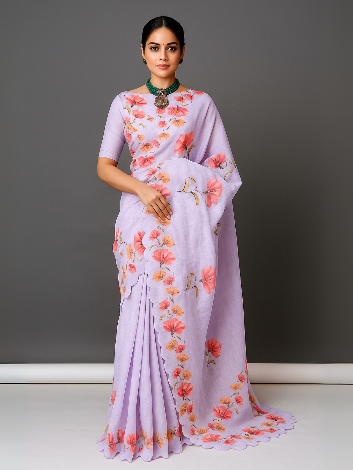 Lightweight Cotton Saree with Gold Embroidered Florals | Perfect for Festive Looks in White-7  Celebrity Drapes