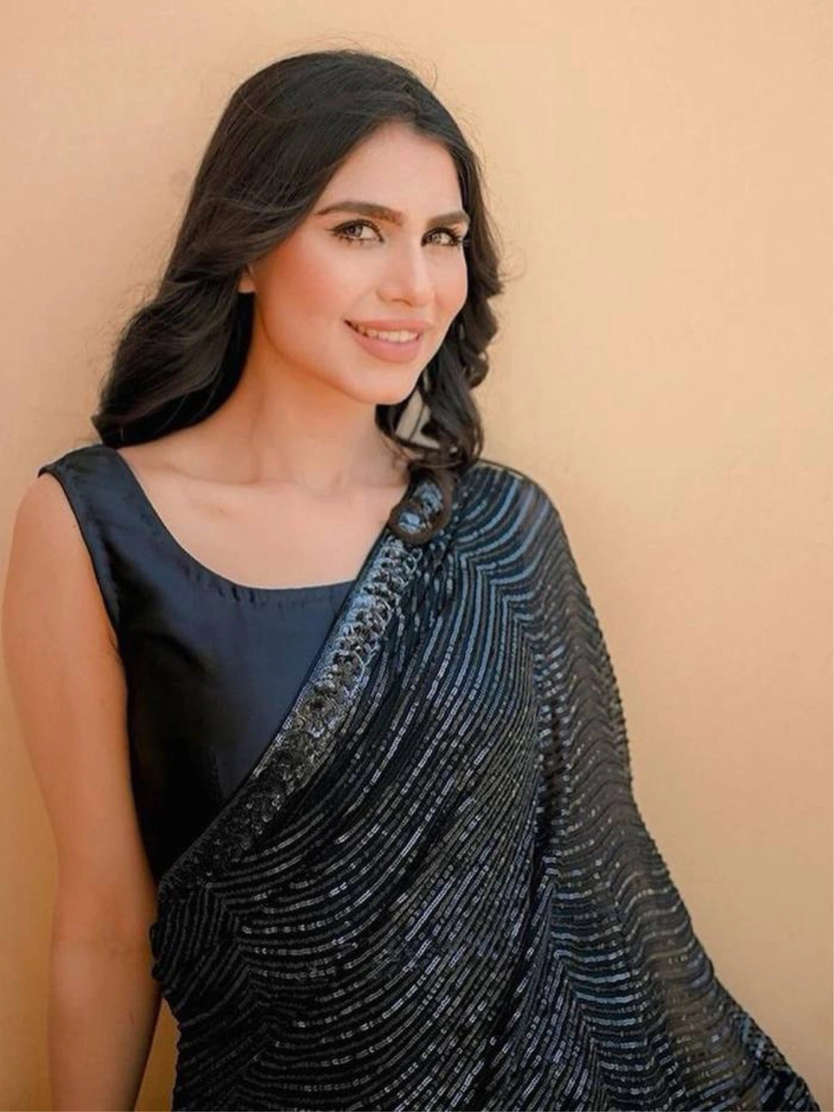 Designer Black Georgette Party Wear Saree with Sequins Embroidery-67522294218833