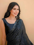 Designer Black Georgette Party Wear Saree with Sequins Embroidery
