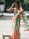 Bold Tricolor Striped Saree – Patriotic Republic Day Attire