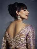 Designer Organza Saree with Heavy Embroidered Border & Blouse - Lavender