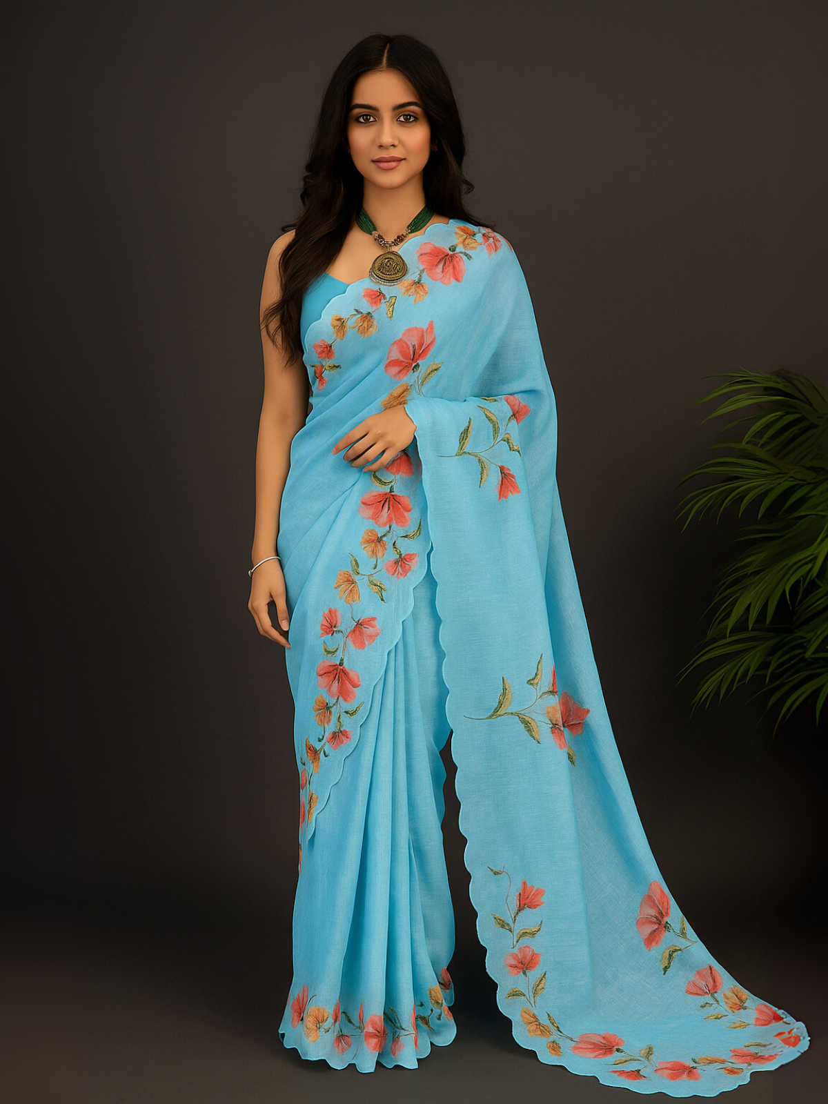 Lightweight Cotton Saree with Gold Embroidered Florals | Perfect for Festive Looks in White-11  Celebrity Drapes