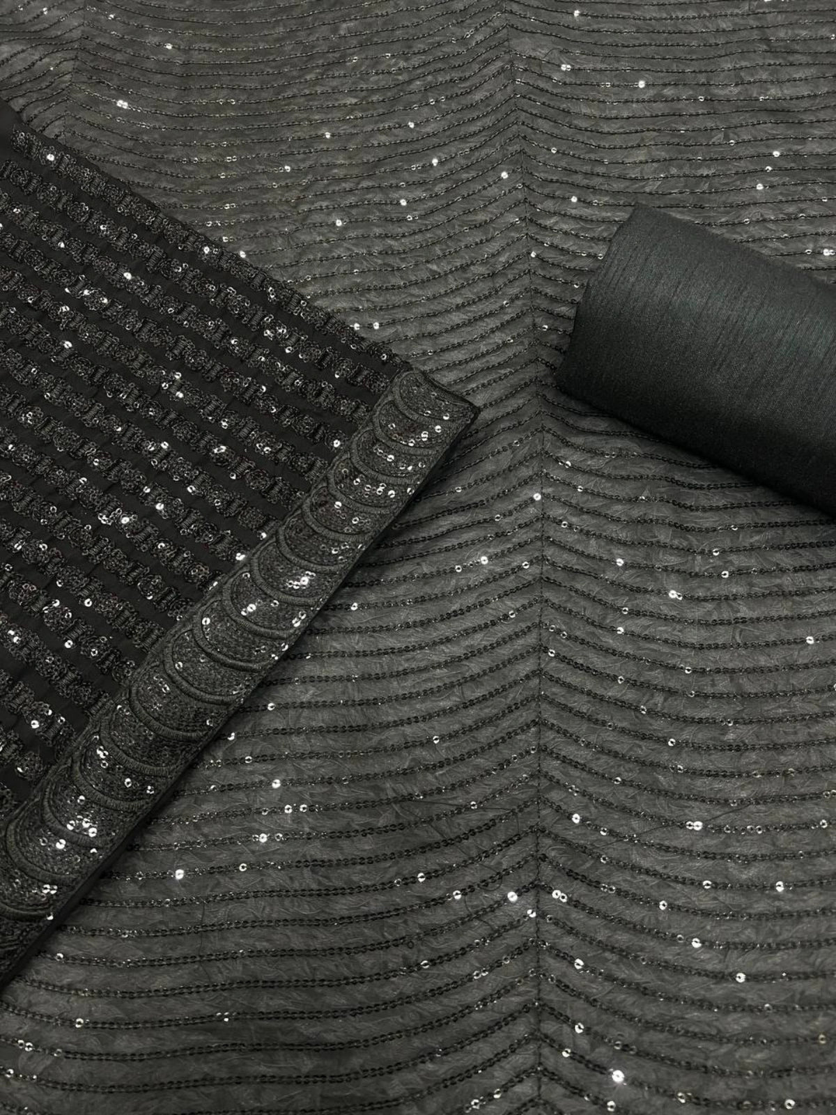 Designer Black Georgette Party Wear Saree with Sequins Embroidery-67522294349905