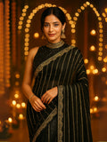 Karishma Inspired Black Georgette Sequins Embroidery Saree-3  Celebrity Drapes