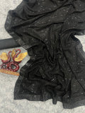 Designer Black Georgette Party Wear Saree with Sequins Embroidery