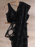 Bollywood Inspired Black Butterfly Net Sequins Saree