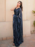 Designer Black Georgette Party Wear Saree with Sequins Embroidery