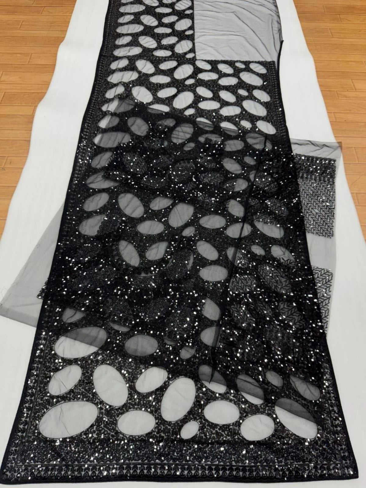 Bollywood Inspired Black Butterfly Net Sequins Saree-71825916461137