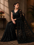 Bollywood Inspired Black Butterfly Net Sequins Saree