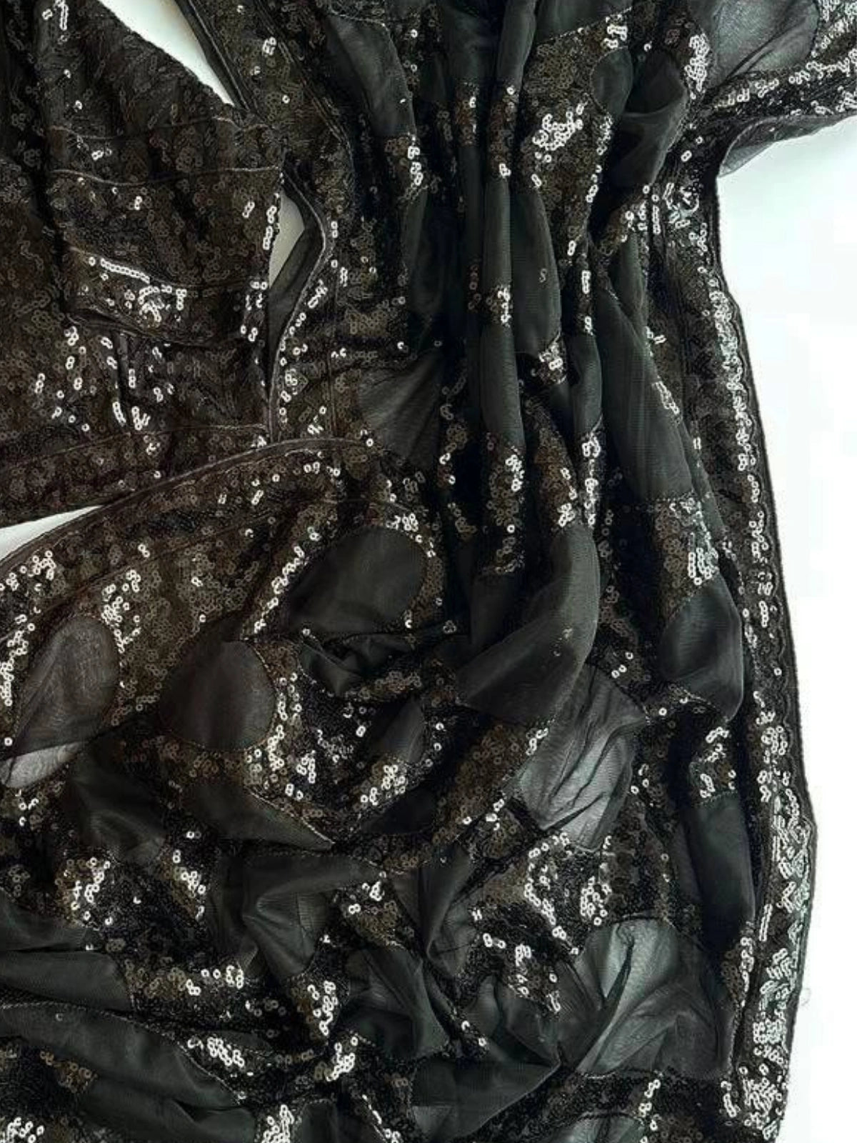 Bollywood Inspired Black Butterfly Net Sequins Saree-71825916592209
