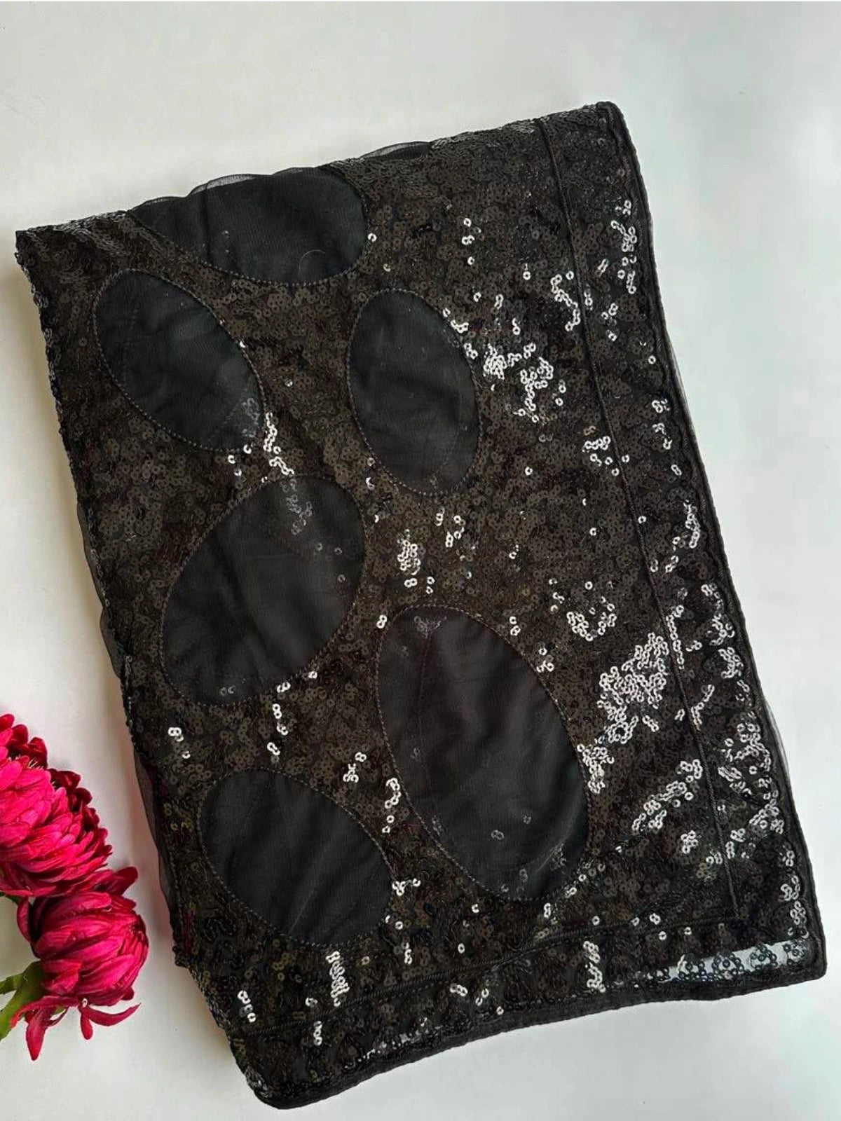 Bollywood Inspired Black Butterfly Net Sequins Saree