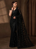 Bollywood Inspired Black Butterfly Net Sequins Saree