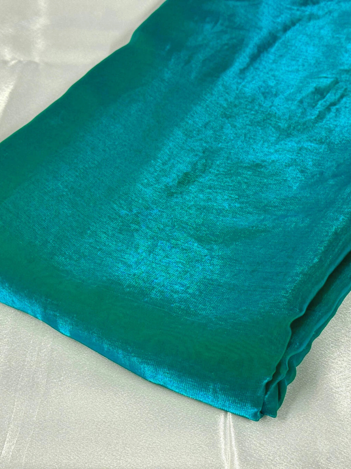 Bollywood Inspired Turquoise Plain Linen Saree-70325936980049