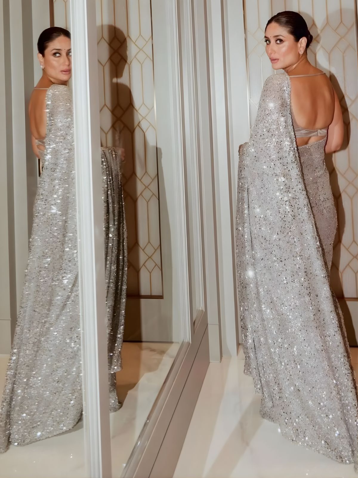 Kareena Inspired Georgette Full Sequin Saree with Embroidery & Cutwork Lace-70449553080401