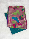 Brocket Paithani Saree with Muniya Border, Meenakari Butta and Big Zari Border - Dark Teal-2  Celebrity Drapes