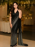 Aditi Inspired Heavy Sequins Work Black & Gold Saree
