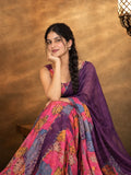 Multi-Color Tebby Silk Saree with Delicate Pearl Work Border