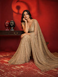 Sequins Designer Full Net Gold Saree