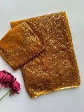 Bollywood Inspired Golden Soft Net Sequin Work Saree