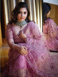 Bollywood Inspired Sequins Designer Pink Net Saree