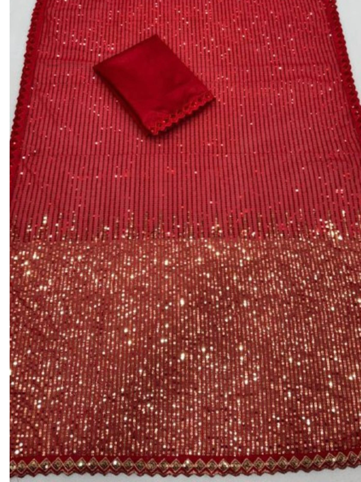 Shreya Inspired Red and Gold Sequin Saree-67205326209105