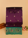 Peshwai Paithani Saree with Peacock and Floral Zari Border - Purple