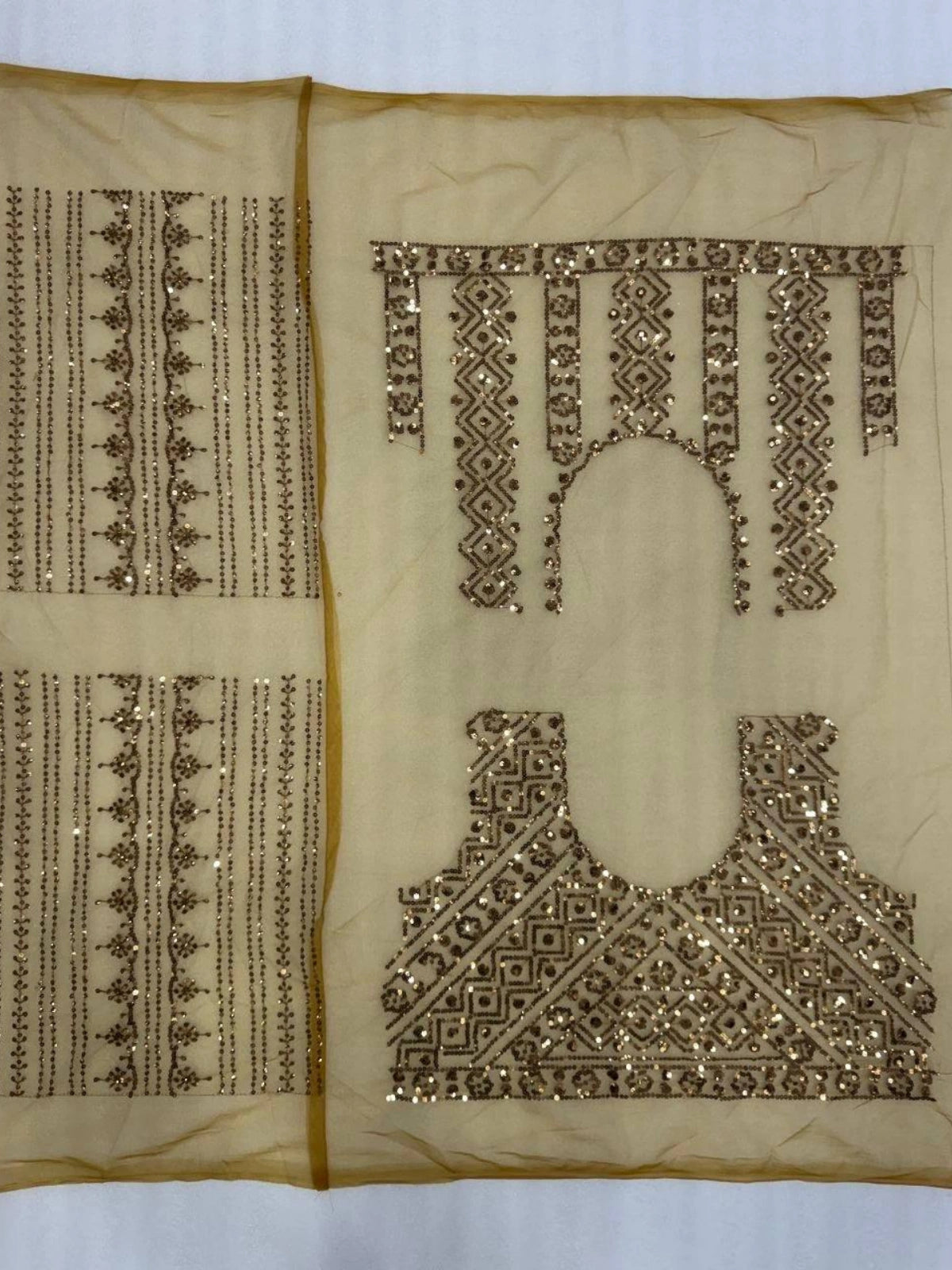 Bollywood Inspired Golden Soft Net Sequin Work Saree-71826345525329