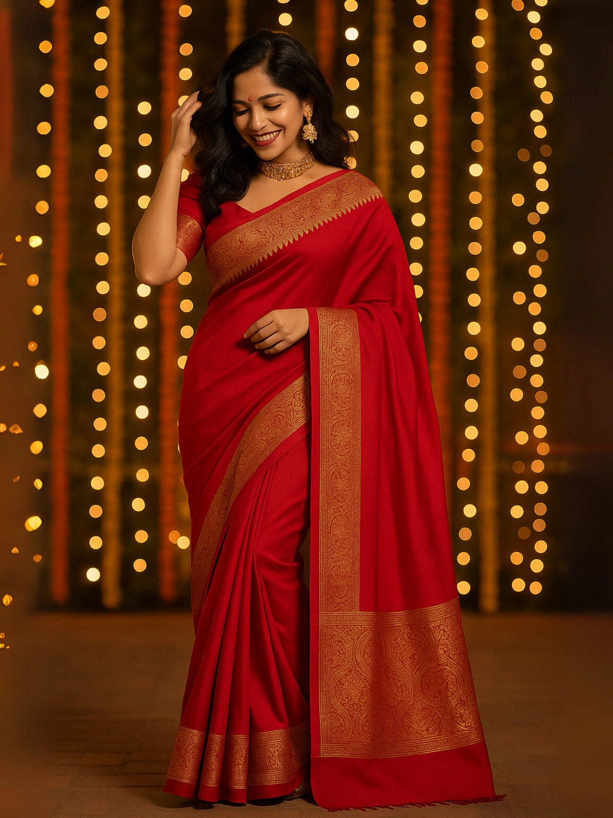Bollywood Inspired Banarasi Handloom Zari Border Silk Saree | Available in 3 Colours-2  Celebrity Drapes