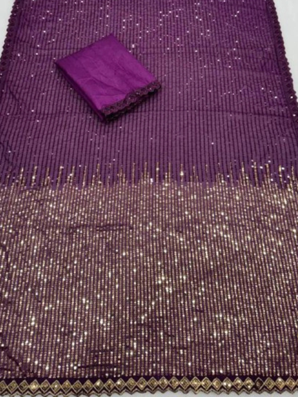 Shreya Inspired Wine and Gold Sequin Saree-67205278236753