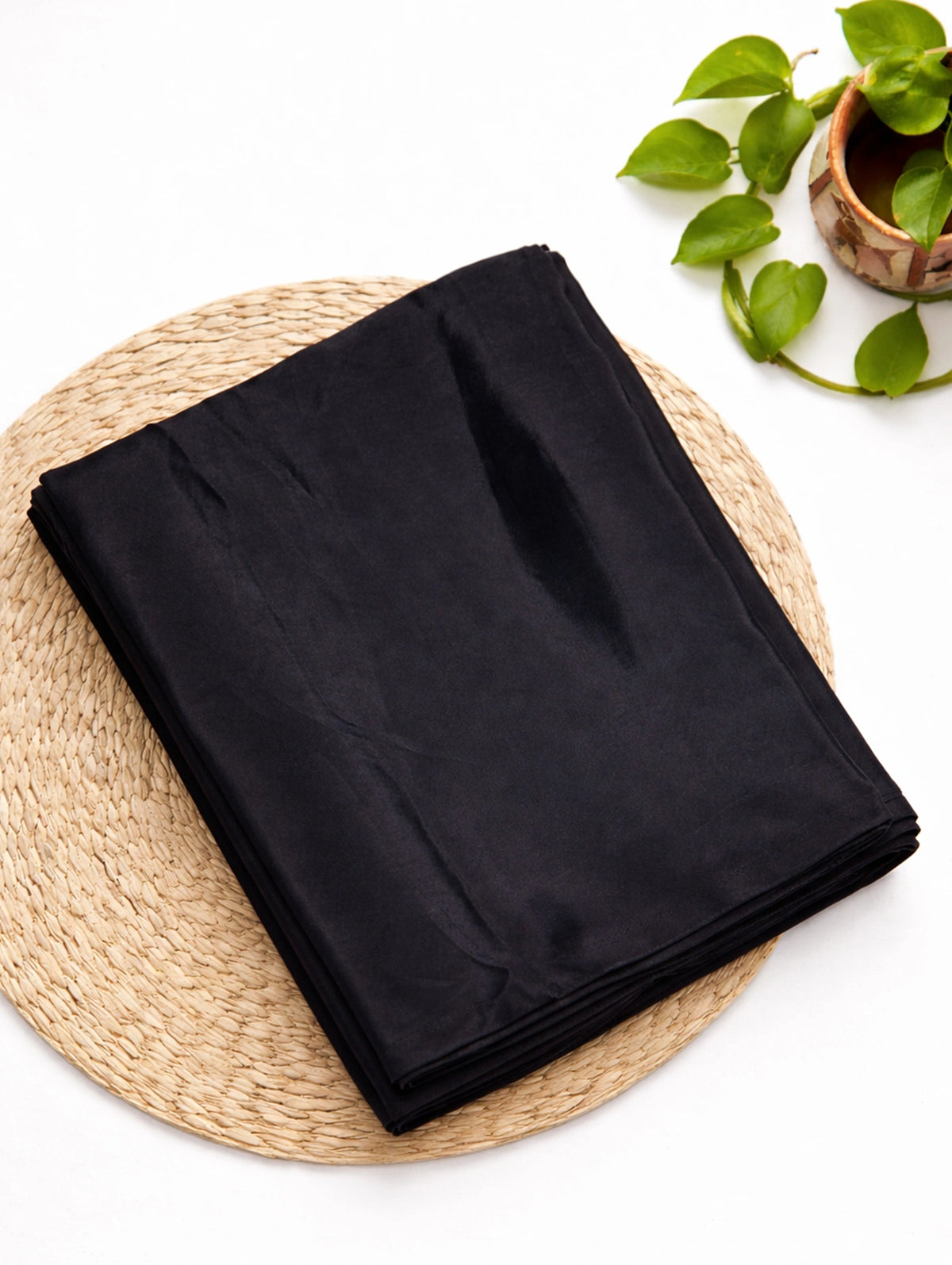 Bollywood Style Black Satin Saree with Unstitched Matching Blouse Piece-67830428041297