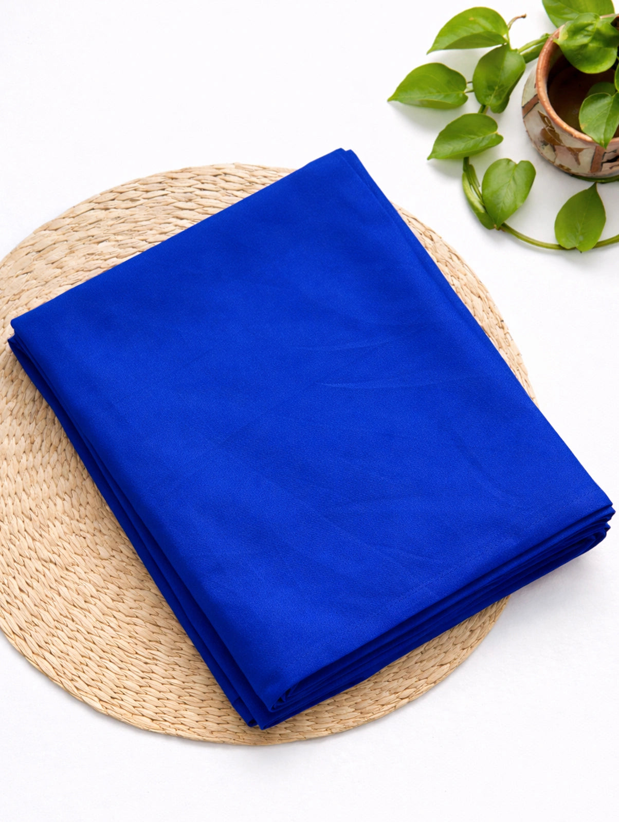 Bollywood Style Royal Blue Satin Saree with Unstitched Matching Blouse Piece