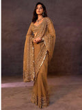 Bollywood Inspired Golden Soft Net Sequin Work Saree