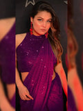 Bollywood Inspired Georgette Wine Sequins Saree
