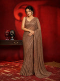 Palak-Inspired Glamorous Chocolate Brown Sequin Saree