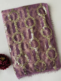 Bollywood-Inspired Designer Purple Soft Net Saree with Sequin & Bead Embroidery
