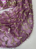 Bollywood-Inspired Designer Purple Soft Net Saree with Sequin & Bead Embroidery