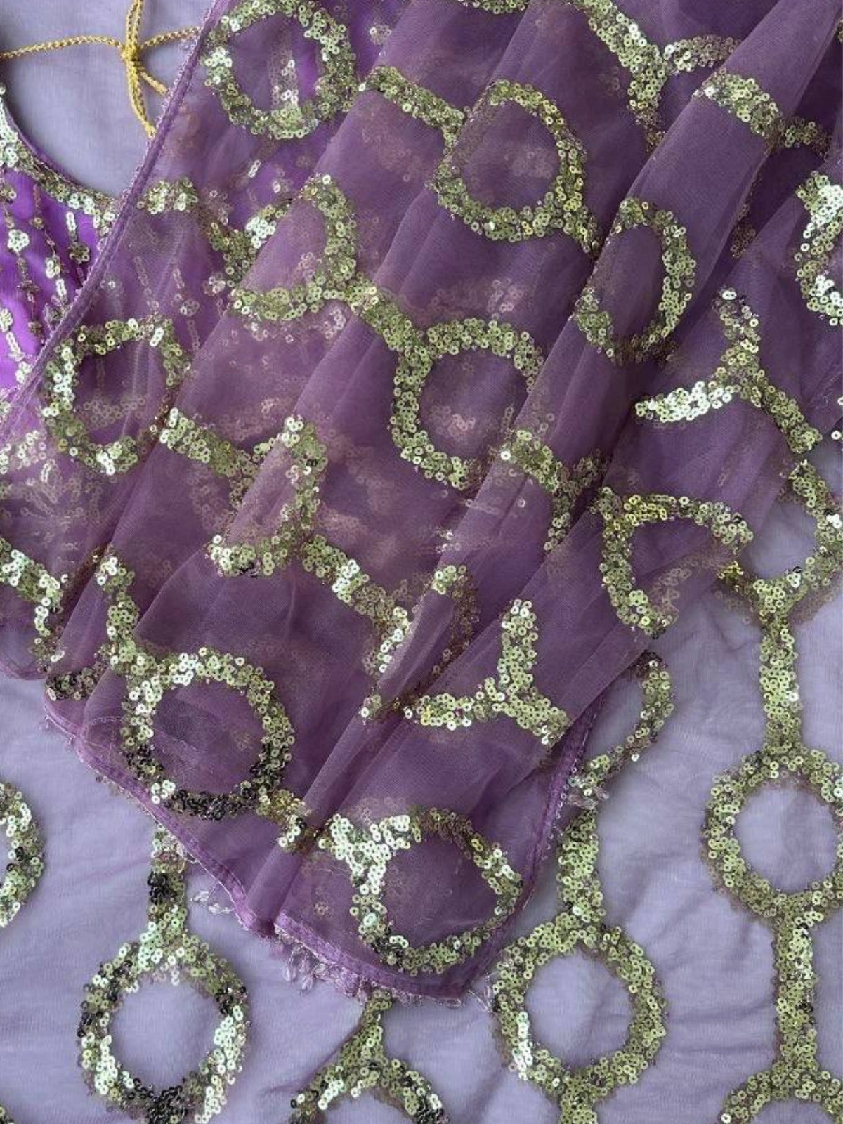 Bollywood-Inspired Designer Purple Soft Net Saree with Sequin & Bead Embroidery-71826368233553