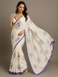 Alia Inspired White Georgette Satin Saree with Floral Digital Print-2  Celebrity Drapes
