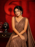 Palak-Inspired Glamorous Chocolate Brown Sequin Saree