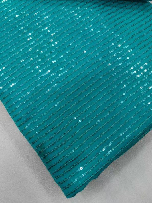 Bollywood Inspired Georgette Sky Blue Sequins Saree