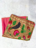 Brocket Paithani Saree with Muniya Border, Meenakari Butta and Big Zari Border - Pink-2  Celebrity Drapes