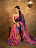 Multi-Color Tebby Silk Saree with Delicate Pearl Work Border